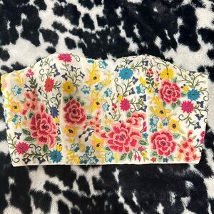 Sherri Hill Cream Strapless Bustier Top